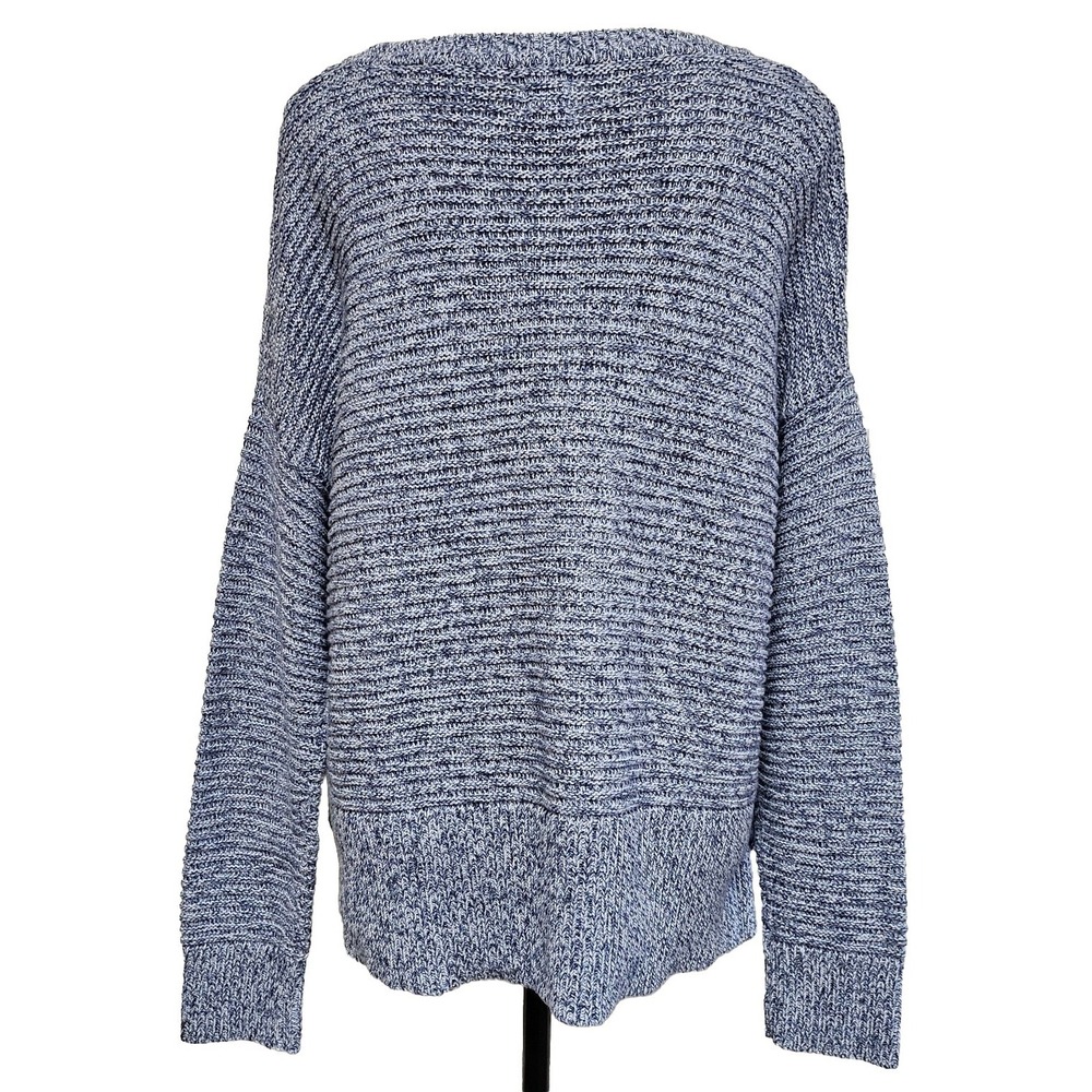 Joie Blue Marled Button Side Pullover Sweater Size L - Picture 2 of 6